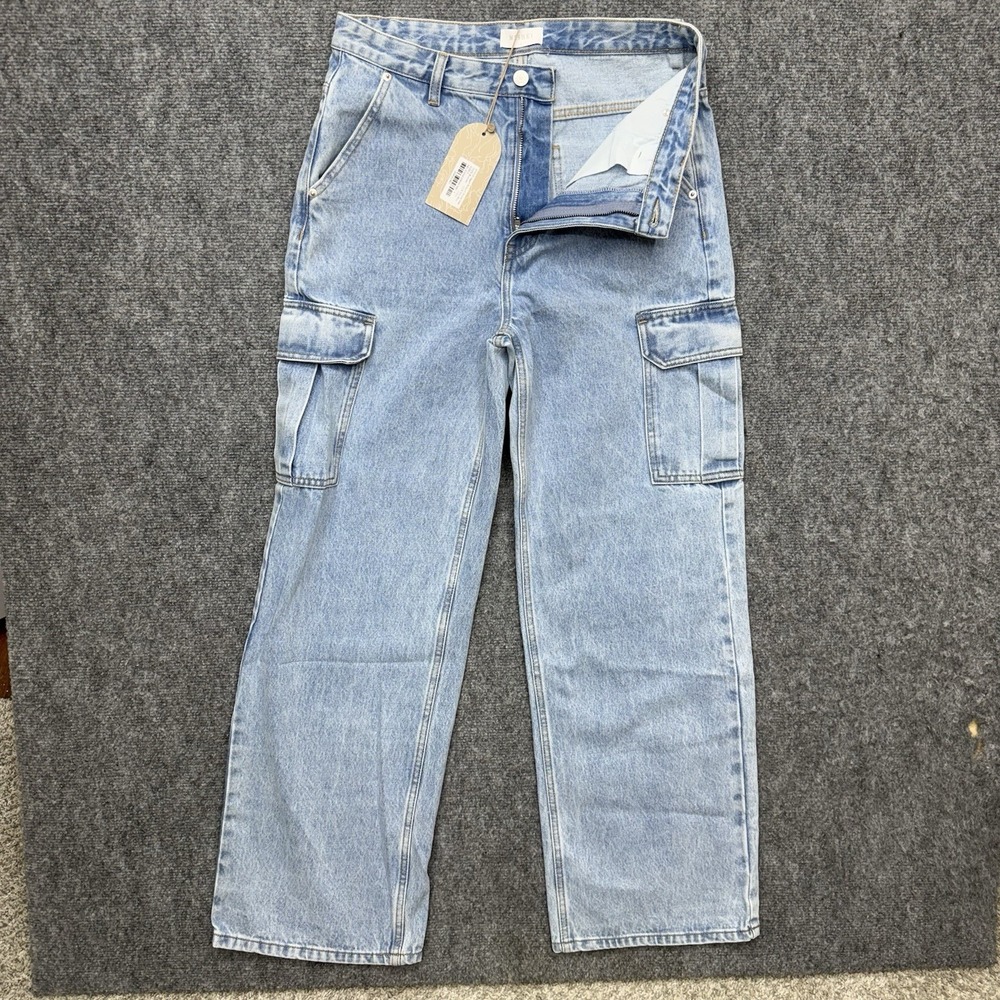 Meshki Jagger Relaxed Denim Cargo wide leg Jeans Women's size Small 30x31 - Picture 3 of 15